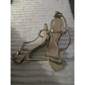 Gold heels with rhinestones size 6 by Qupid new and unused